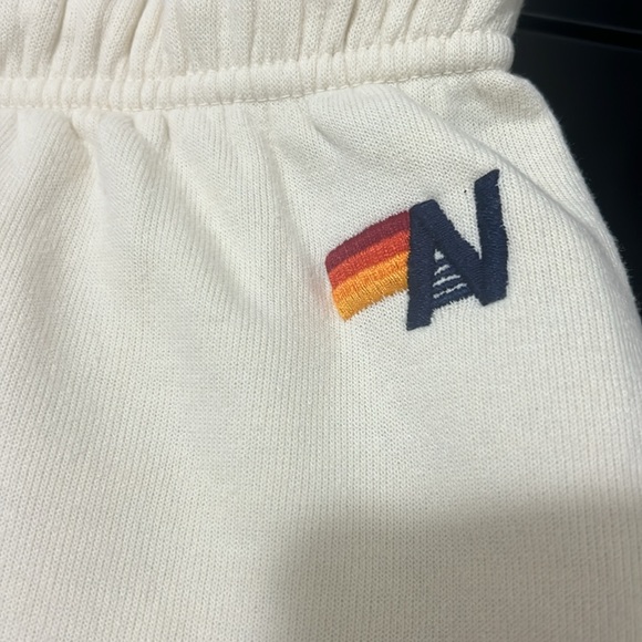 Aviator Nation Cream Sweatpants Elastic Waistband Drawstring Womens XS EUC - Picture 6 of 12